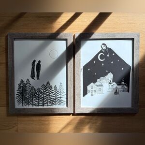 Bill crisafi prints framed Black and White figural Art Set Halloween